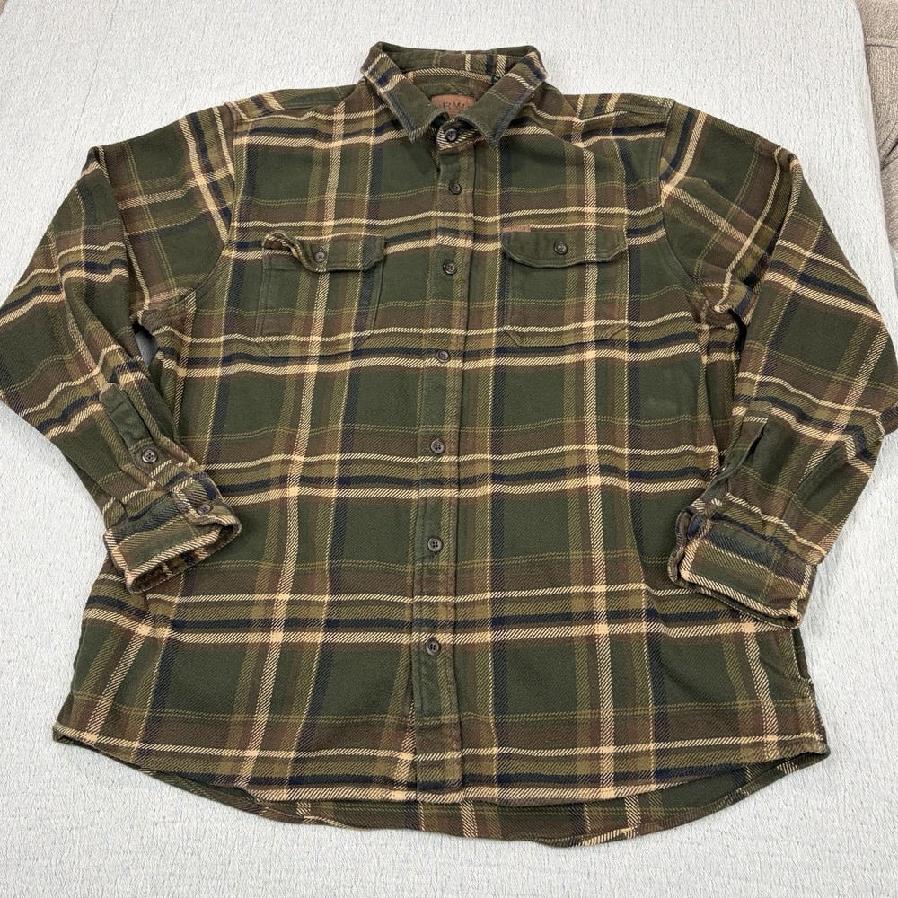 Orvis‎ Men's Flannel Shirt Jacket XXL Plaid, Long Sleeve, Heavy Fabric